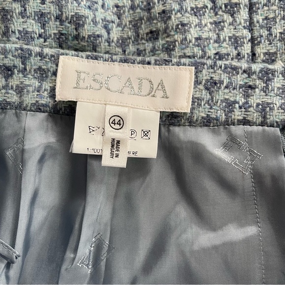 Escada 100% Cashmere Blue Straight Skirt Size 12 - Picture 5 of 8